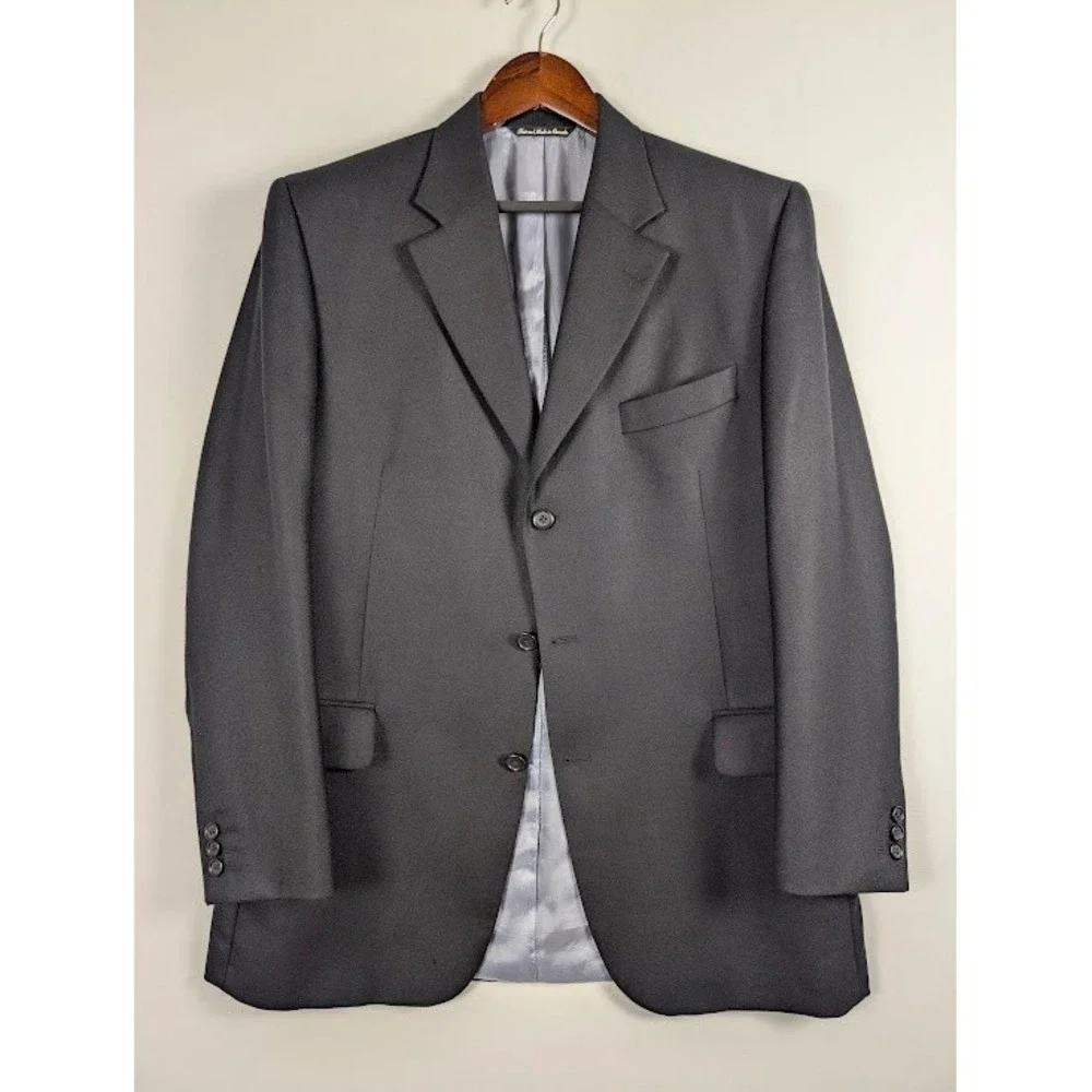 Jack Victor / Eli Thomas Cashmere Blazer Mens 42R Black 3-Button Wool Sport Coat